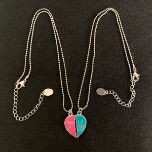 Pair of Big Sis Little Sis Heart Necklaces